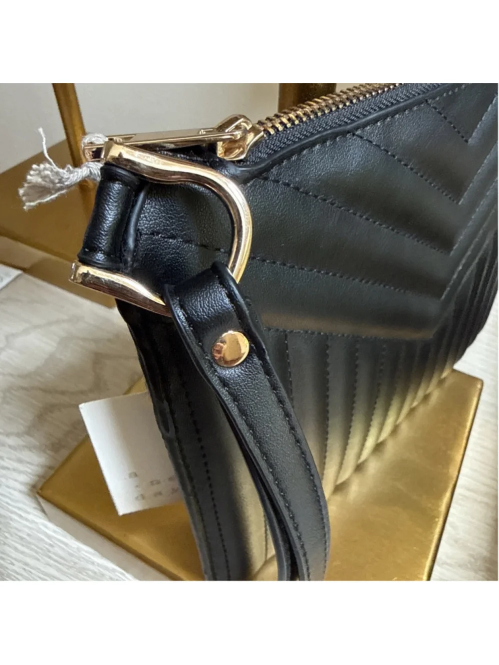 A New Day Black Quilted Chevron Pattern Clutch New With Tags